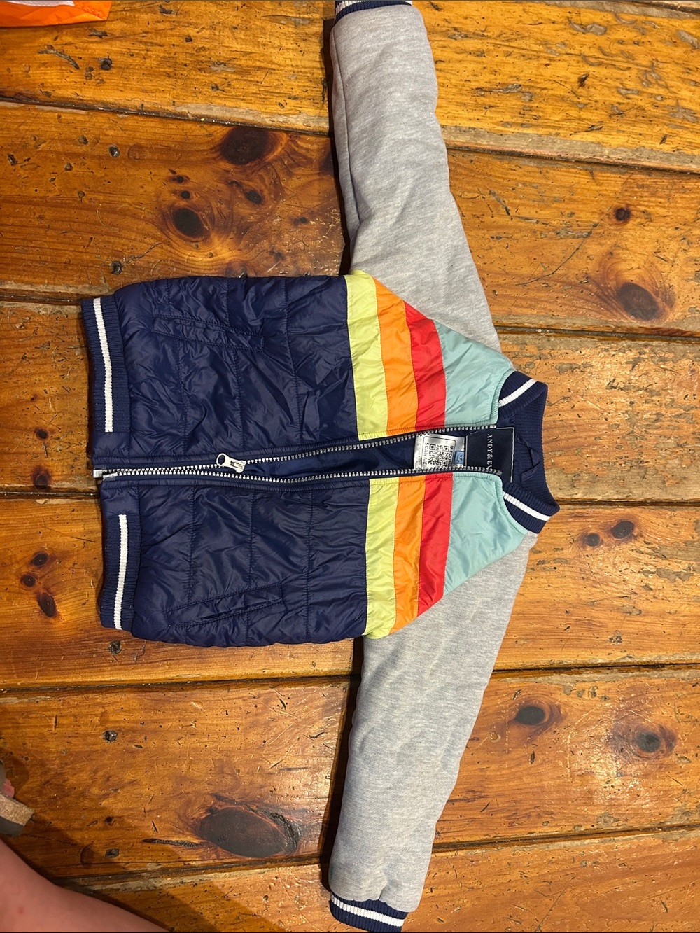 Colorblock Puffer Jacket with Stripe Accents